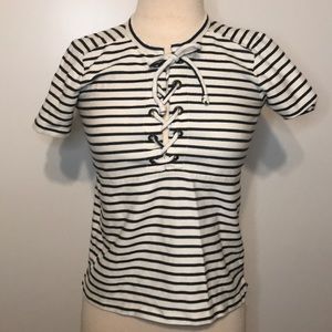 Madewell Striped lace up top